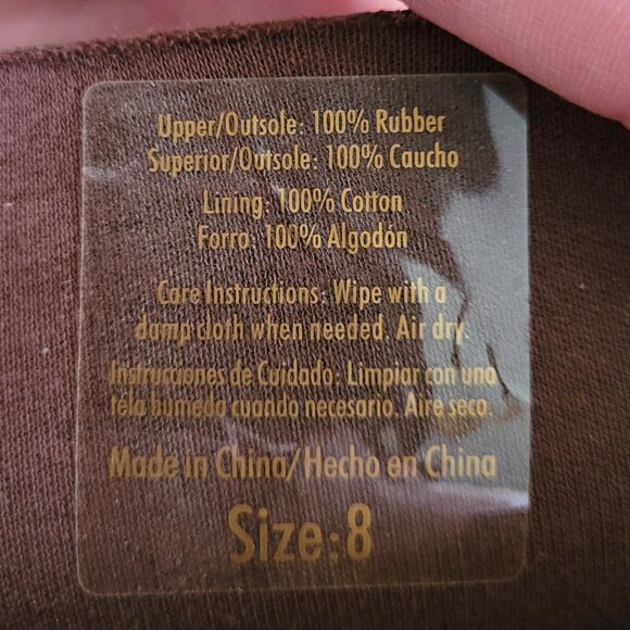 Capelli Rubber Boots Womens 8 Brown Houndstooth Check Waterproof Rain Boots - Picture 14 of 14